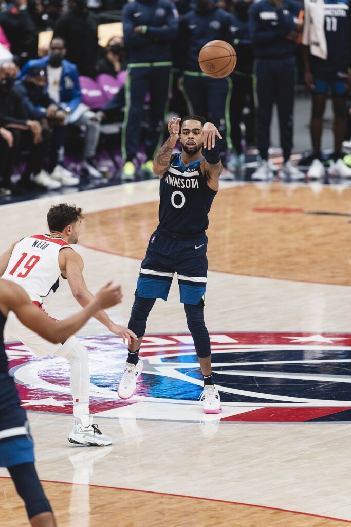 D’Angelo Russell shooting for Minnesota against Washington on December 1, 2021