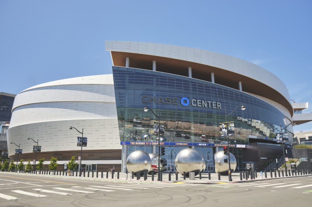 Exterior of Chase Center in San Francisco in May 2020.