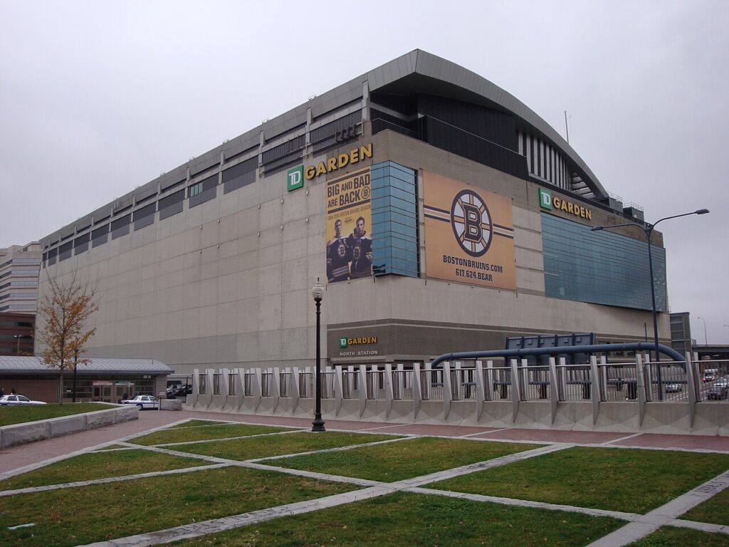 TD Garden in Boston seen from the Rose Kennedy Greenway
