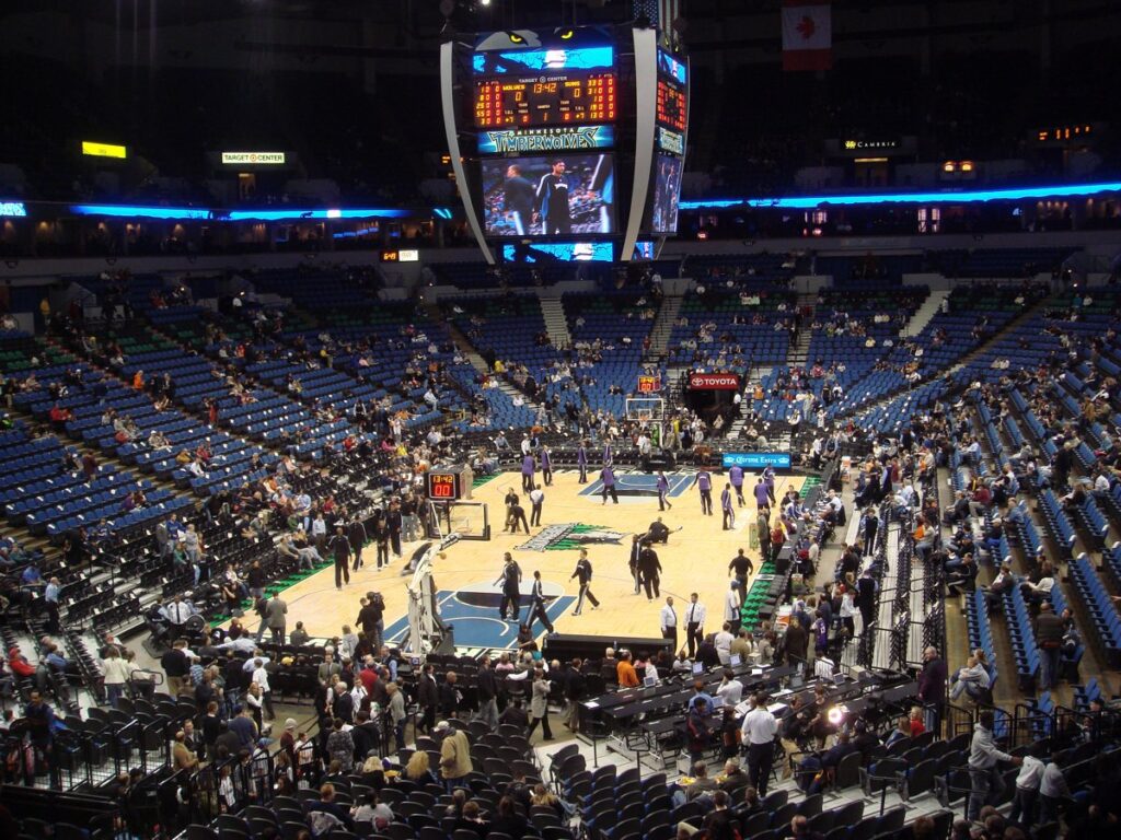 Inside Target Center during Timberwolves warmups before a game