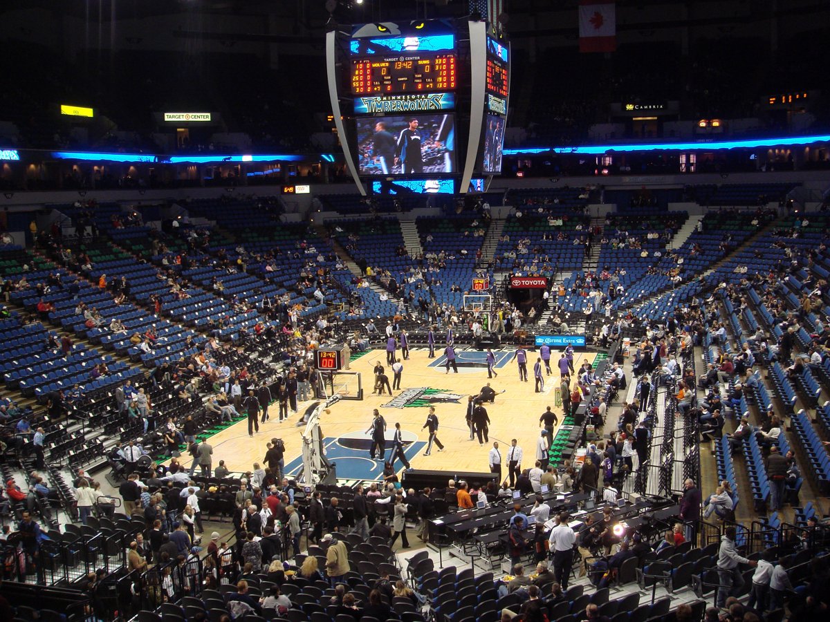 Inside Target Center during Timberwolves warmups before a game