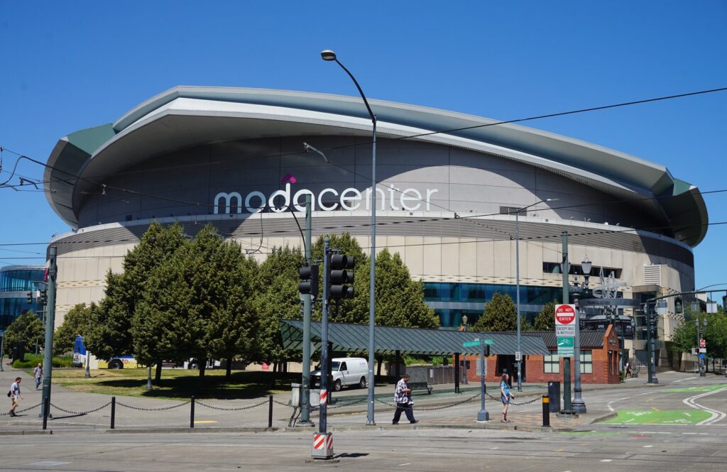 Exterior of Moda Center, home of the Portland Trail Blazers