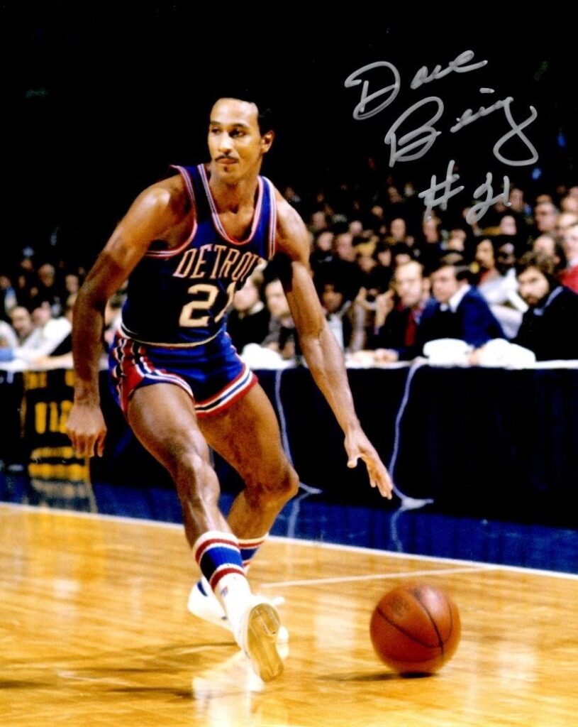 Detroit Pistons guard Dave Bing drives against the Washington Bullets, circa 1970