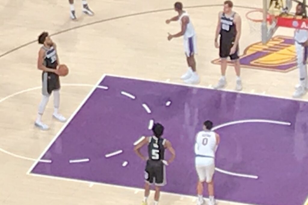 De'Aaron Fox at the free-throw line area during a 2019 game