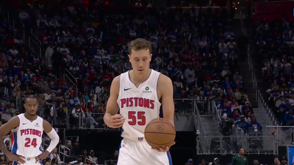 Duncan Robinson of the Detroit Pistons at the free-throw line during the fourth-quarter comeback against the Boston Celtics