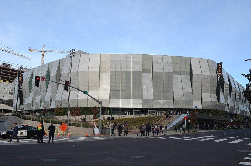 Exterior of Golden 1 Center, home of the Sacramento Kings, in downtown Sacramento