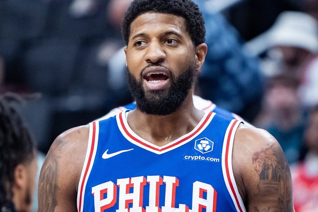 Paul George during a game in April 2026