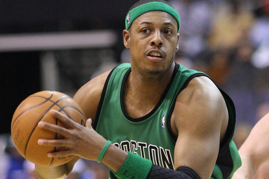 Paul Pierce of the Boston Celtics handles the ball, January 2008.