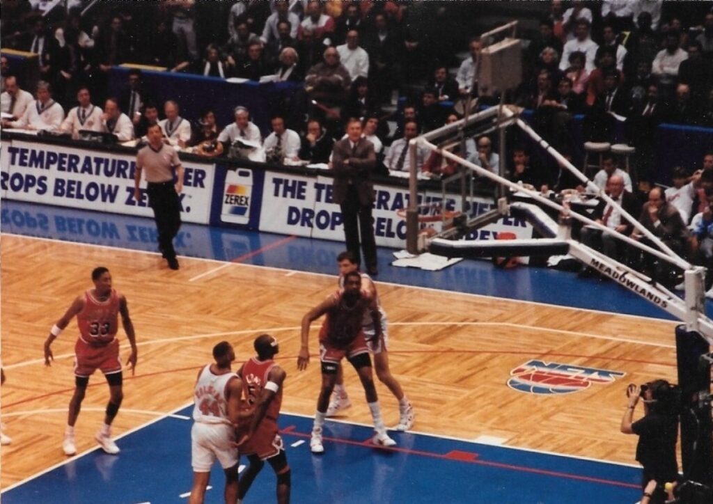 Scottie Pippen in a Chicago Bulls jersey at the Meadowlands Sports Complex