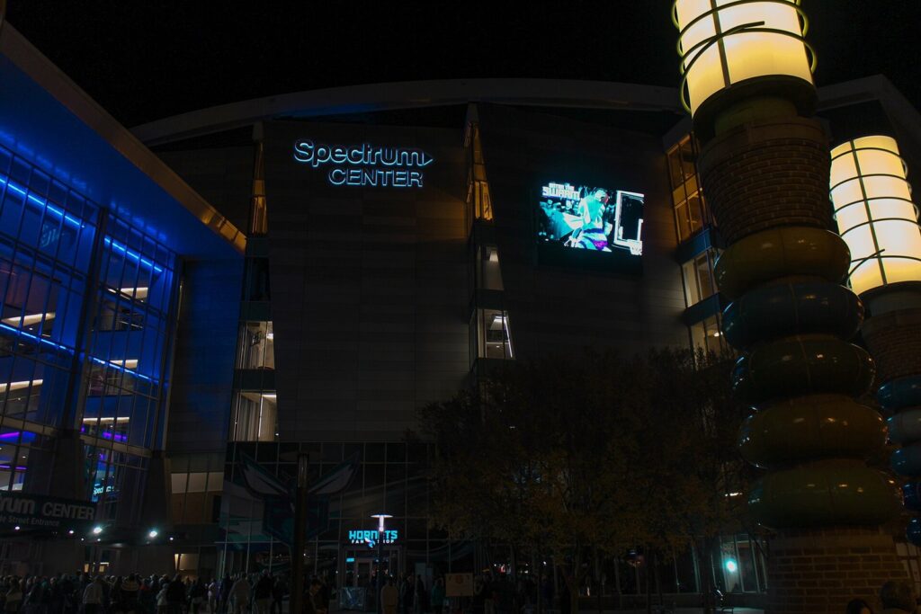 Spectrum Center in Charlotte before a Hornets game, December 2016. File photo: Matthew D. Britt / Wikimedia Commons · CC BY 2.0. Resized.