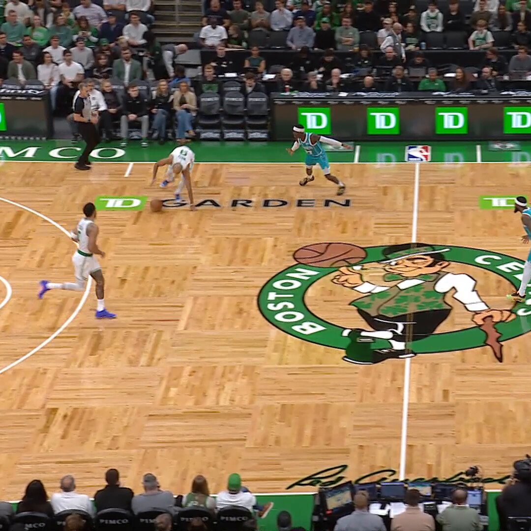 Jayson Tatum with the Celtics against Charlotte in preseason