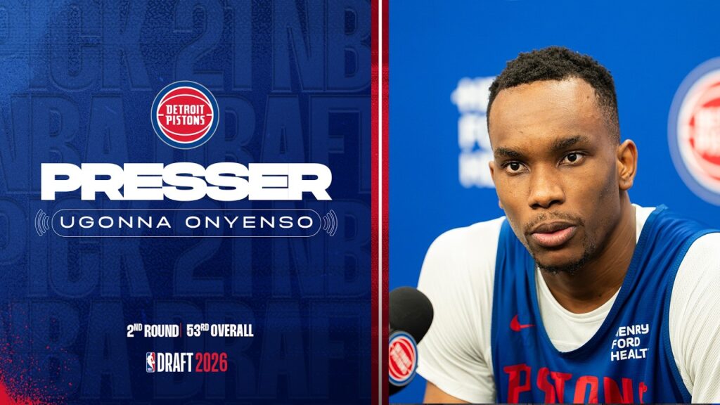 Ugonna Onyenso at his Detroit Pistons introductory press conference