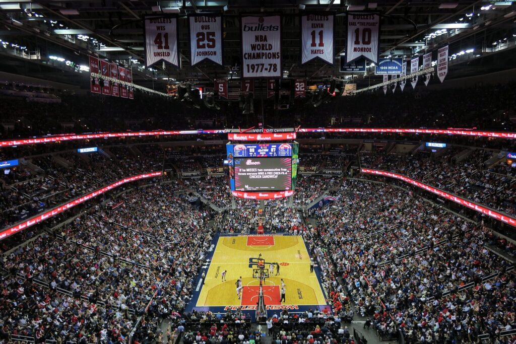 Capital One Arena interior during a Washington Wizards game